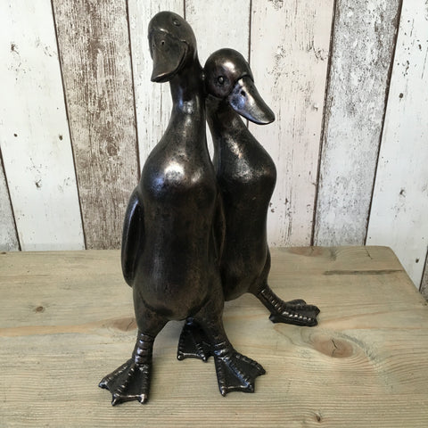 Bronze Coloured Medium Pair of Ducks