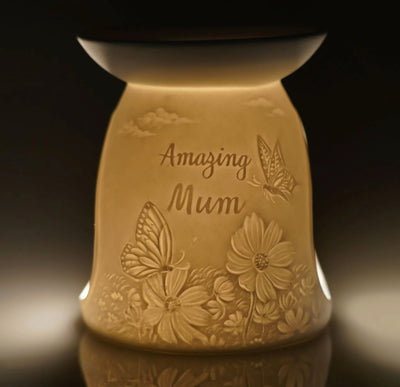 Porcelain T-Light Wax Melt Burner - Amazing Mum