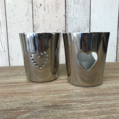 Small Metal Tea-Light With Cut Out Heart