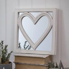 Retreat - White Wooden Square Heart Mirror